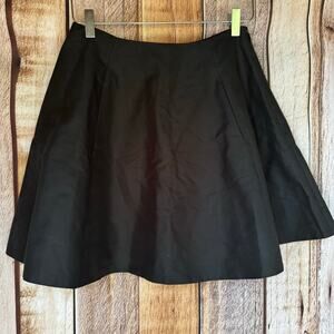 Kate Spade Lula Skirt Black A-Line Cotton Silk Blend High Waist Flare Size 2 NWT